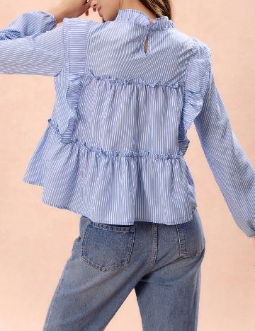 Bluza SHEIN, albastru/alb