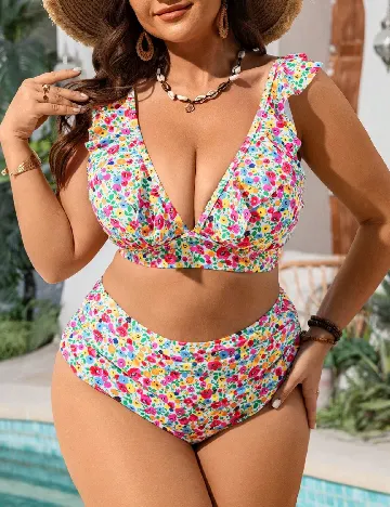 Costum de baie SHEIN CURVE, floral print