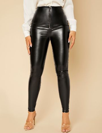 Pantaloni imitatie de piele SHEIN, negru