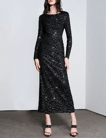 Rochie lunga SHEIN, negru/argintiu