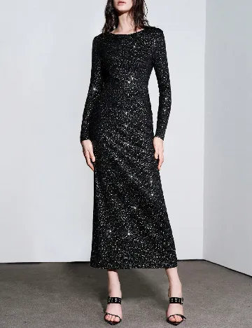 Rochie lunga SHEIN, negru/argintiu