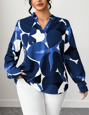 Bluza SHEIN CURVE, albastru/alb