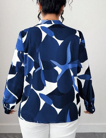 Bluza SHEIN CURVE, albastru/alb