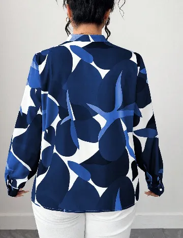 Bluza SHEIN CURVE, albastru/alb