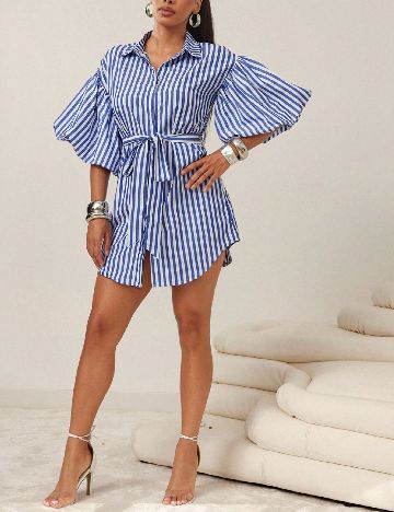 Rochie scurta SHEIN, alb/albastru