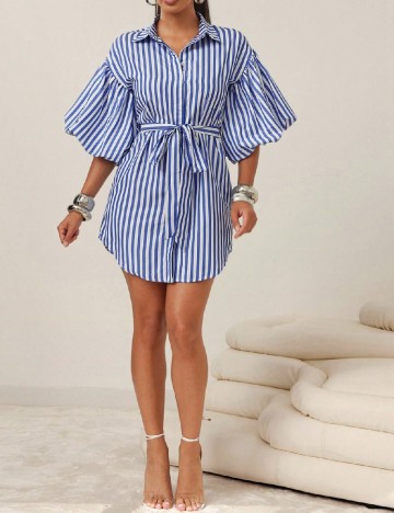 Rochie scurta SHEIN, alb/albastru