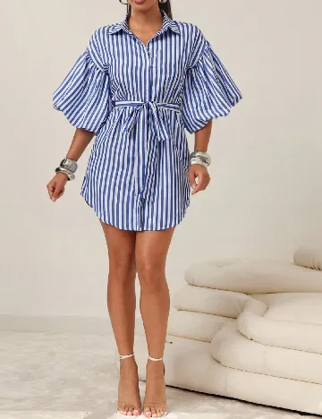 Rochie scurta SHEIN, alb/albastru