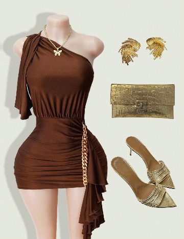 Rochie scurta SHEIN, maro