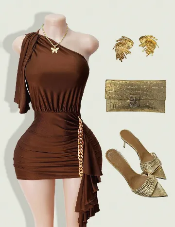 Rochie scurta SHEIN, maro