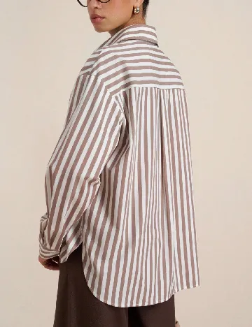 Camasa Oversize SHEIN, maro/alb