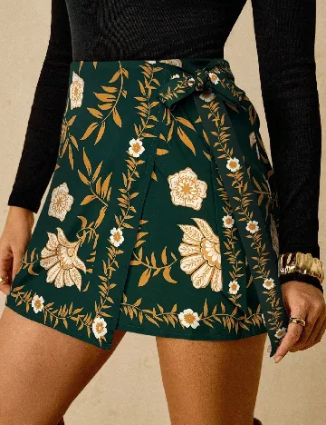 Fusta SHEIN CURVE, verde/galben