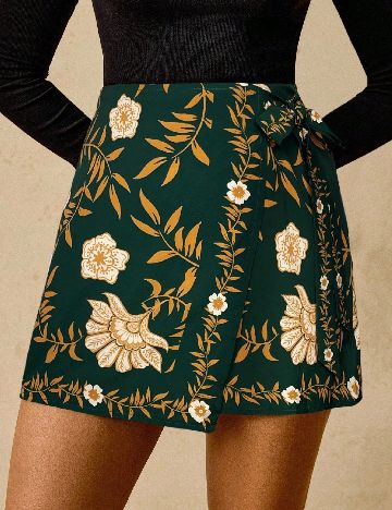 Fusta SHEIN CURVE, verde/galben