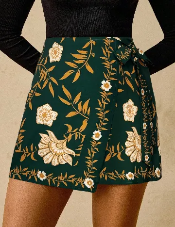 Fusta SHEIN CURVE, verde/galben