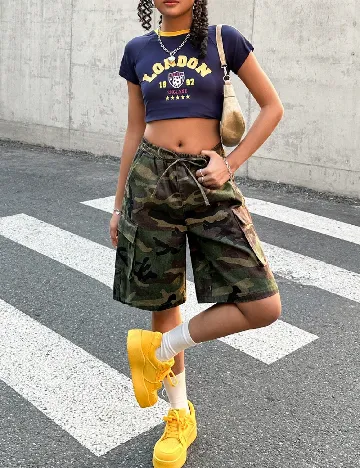 Pantaloni scurti Shein Kids, army