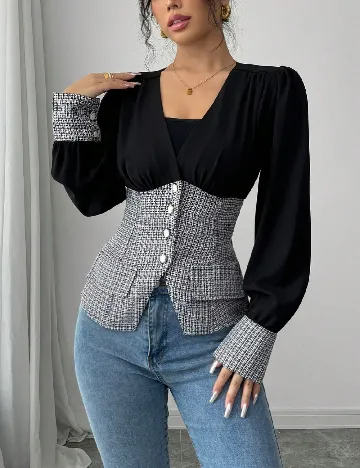 Bluza SHEIN, negru/alb