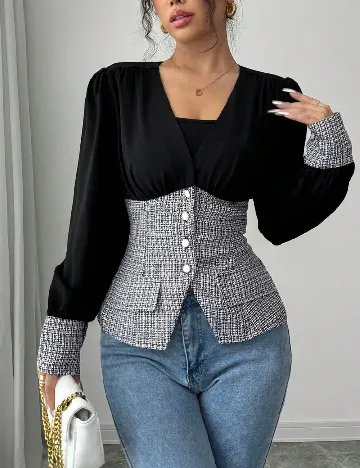 Bluza SHEIN, negru/alb