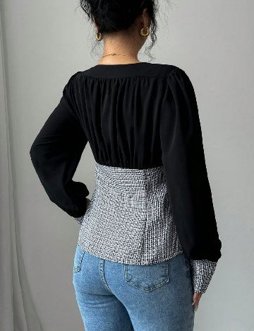 Bluza SHEIN, negru/alb