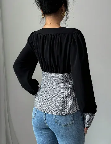 Bluza SHEIN, negru/alb