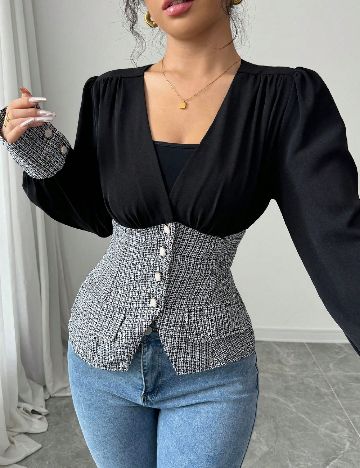 Bluza SHEIN, negru/alb