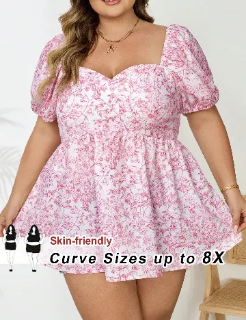 Bluza SHEIN CURVE, roz/alb