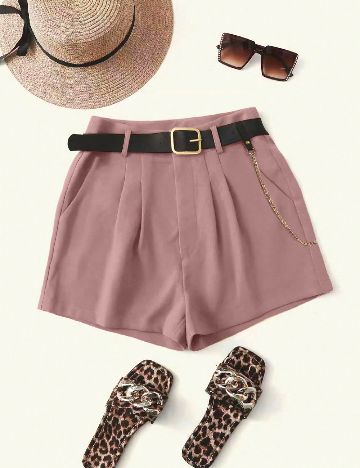 Pantaloni scurti SHEIN, roz pudra inchis