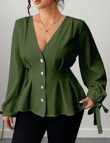 Camasa SHEIN CURVE, verde