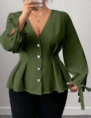 Camasa SHEIN CURVE, verde