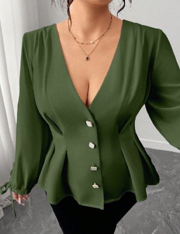 Camasa SHEIN CURVE, verde