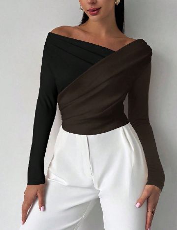 Bluza SHEIN, negru/maro