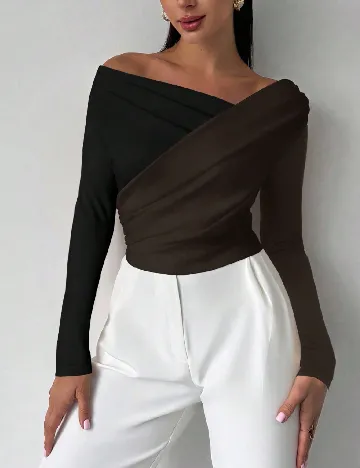 Bluza SHEIN, negru/maro