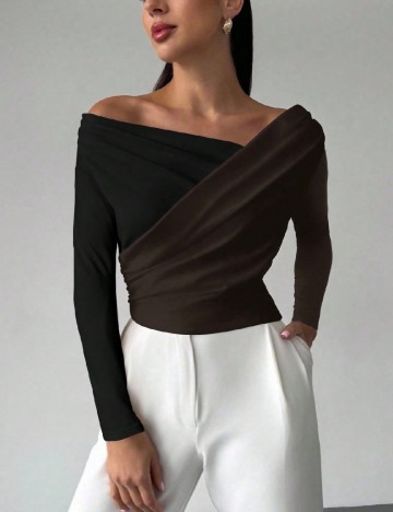 Bluza SHEIN, negru/maro