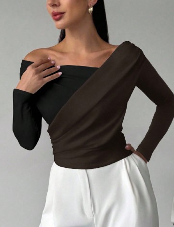 Bluza SHEIN, negru/maro