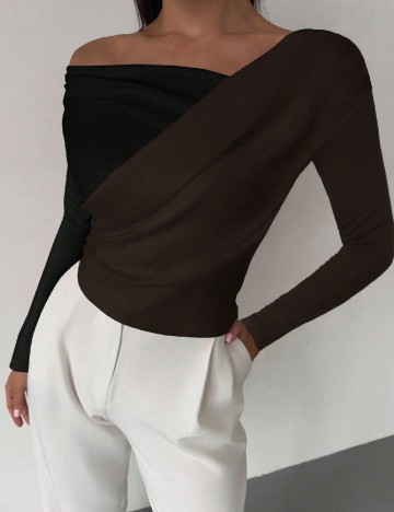 Bluza SHEIN, negru/maro