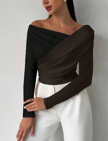 Bluza SHEIN, negru/maro