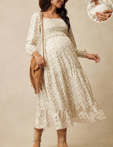 Rochie medie SHEIN Maternity, floral print