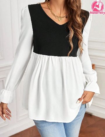 Bluza SHEIN Maternity, alb/negru