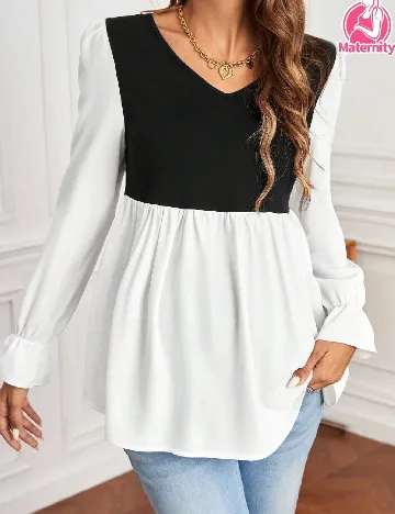 Bluza SHEIN Maternity, alb/negru