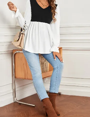 Bluza SHEIN Maternity, alb/negru