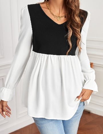 Bluza SHEIN Maternity, alb/negru