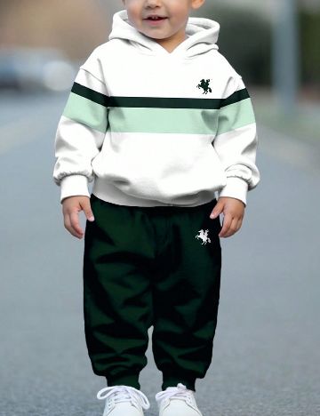 Compleu Shein Kids, alb/verde