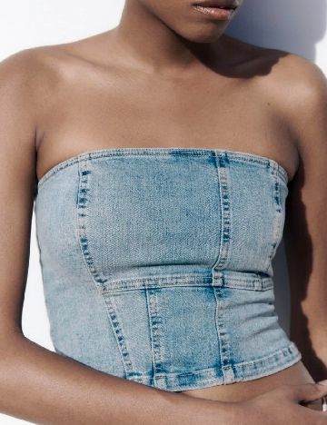 Top Zara, albastru deschis