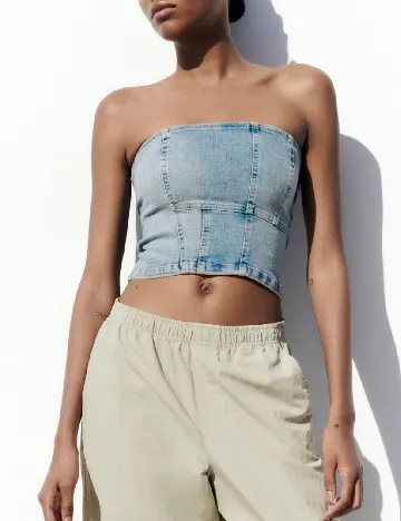 Top Zara, albastru deschis