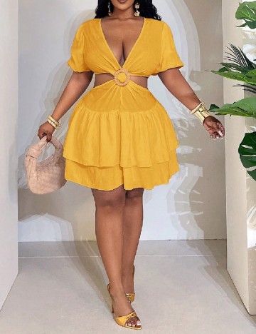 Rochie scurta SHEIN CURVE, galben