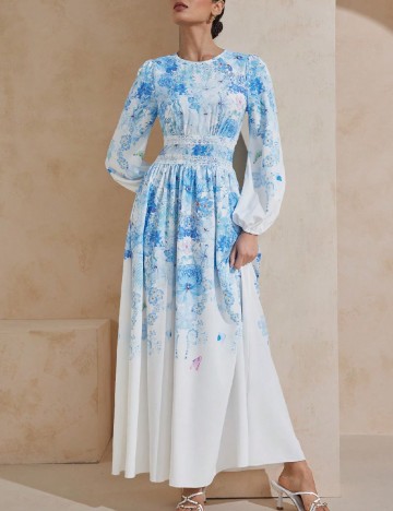 Rochie lunga SHEIN, alb/albastru