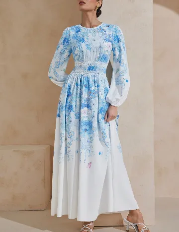 Rochie lunga SHEIN, alb/albastru