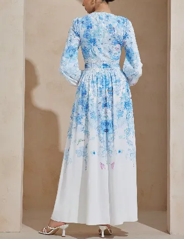 Rochie lunga SHEIN, alb/albastru