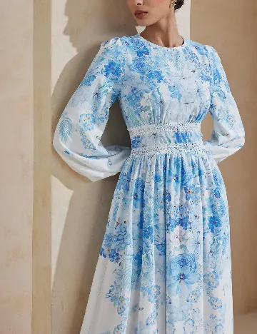 Rochie lunga SHEIN, alb/albastru