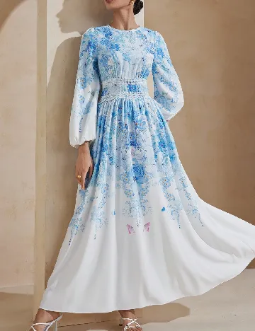 Rochie lunga SHEIN, alb/albastru