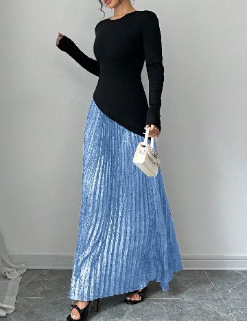 Rochie lunga SHEIN, negru/albastru