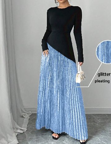 Rochie lunga SHEIN, negru/albastru